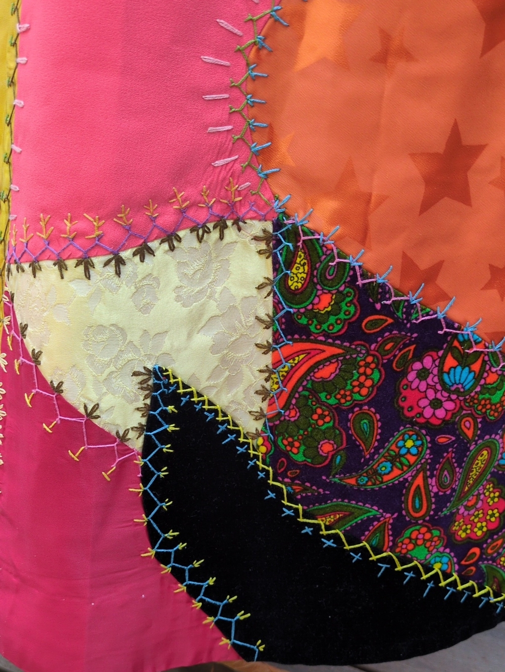 OOAK Festival Boho Vintage Crazy Quilt Patchwork Skirt XS - Picture 7 of 14